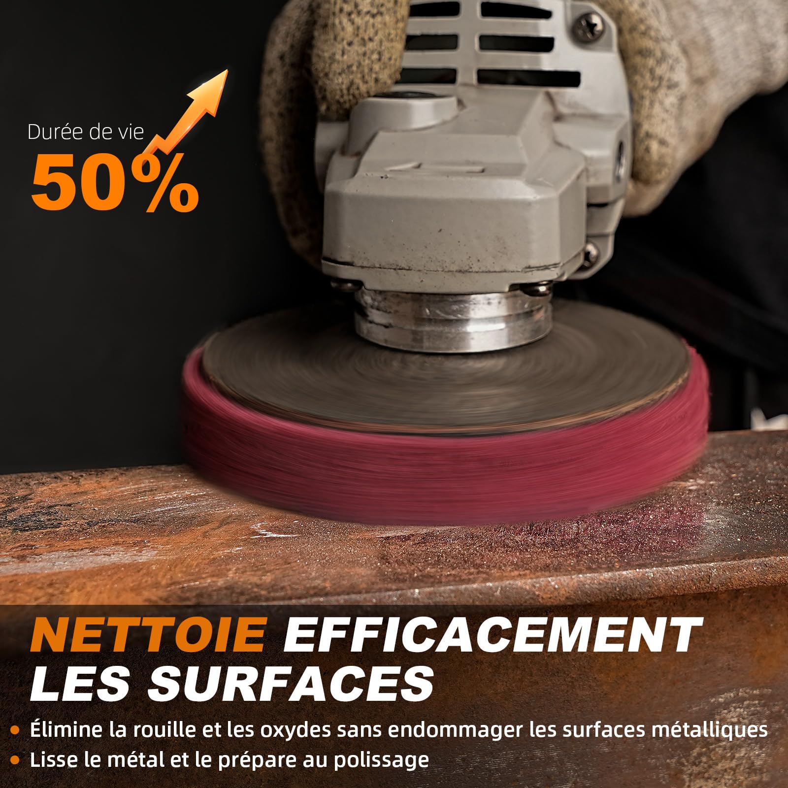 SI FANG Lot de 6 Disque de Ponçage à Lamelles en Fibre de Nylon, 12.5 x 2.2 cm -320 Grit Roue de Polissage pour Meuleuse d'angle, Pour le nettoyage, l'ébavurage et l'élimination de la rouille