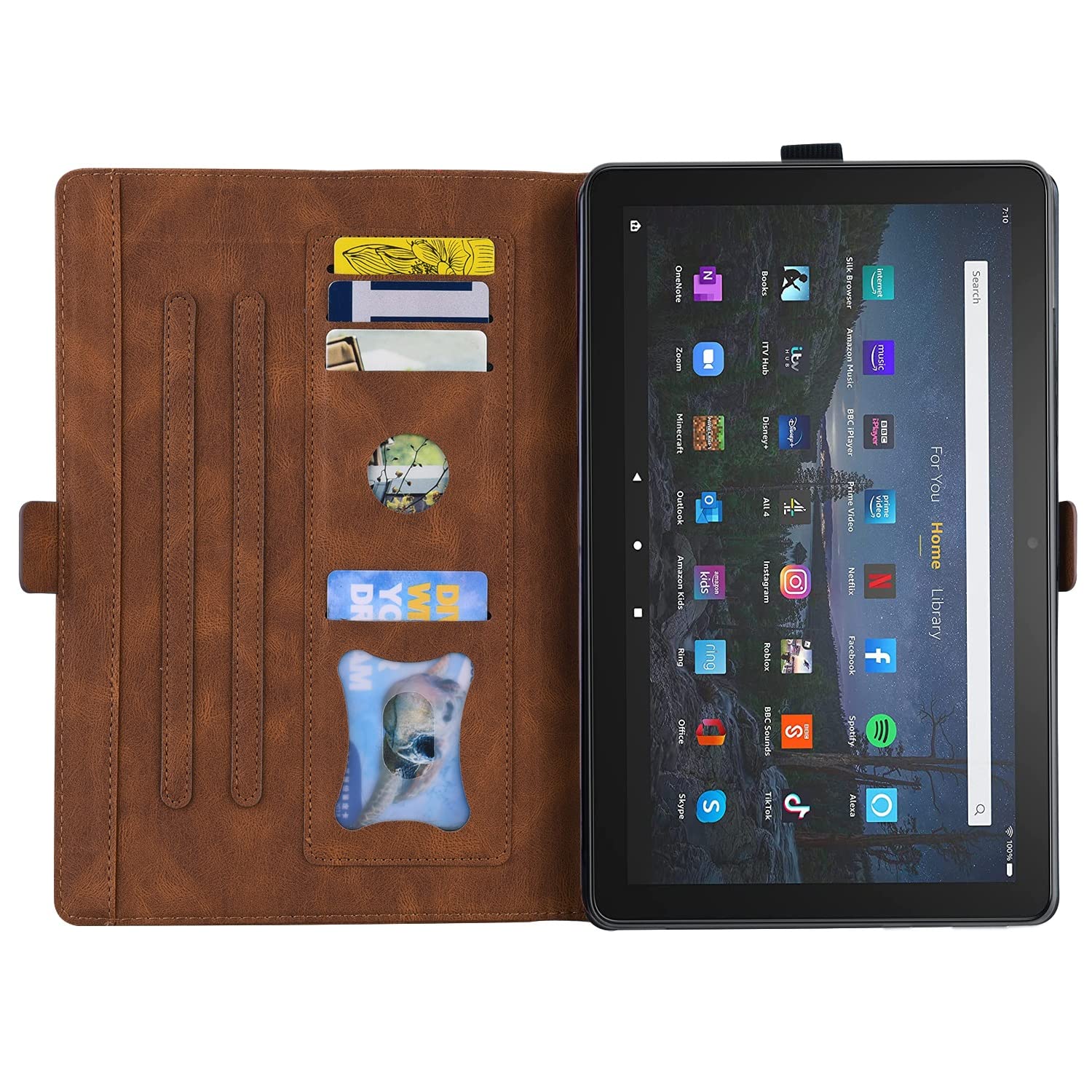 Podróż na tablecie Dla Kindle Fire HD 8. Tablet 2018/2017/2016 Case / 7. 6. Motyl wytłoczony stojak składany pokrywa ochronna Pu Skórzana klapka Slot PC. Sprawa(Kahverengi)