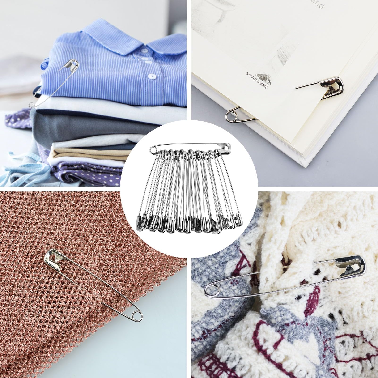 30 Spille Di Sicurezza Grandi - 8.5 Cm, Argento, Per Cucito, Craft E Fai Da Te