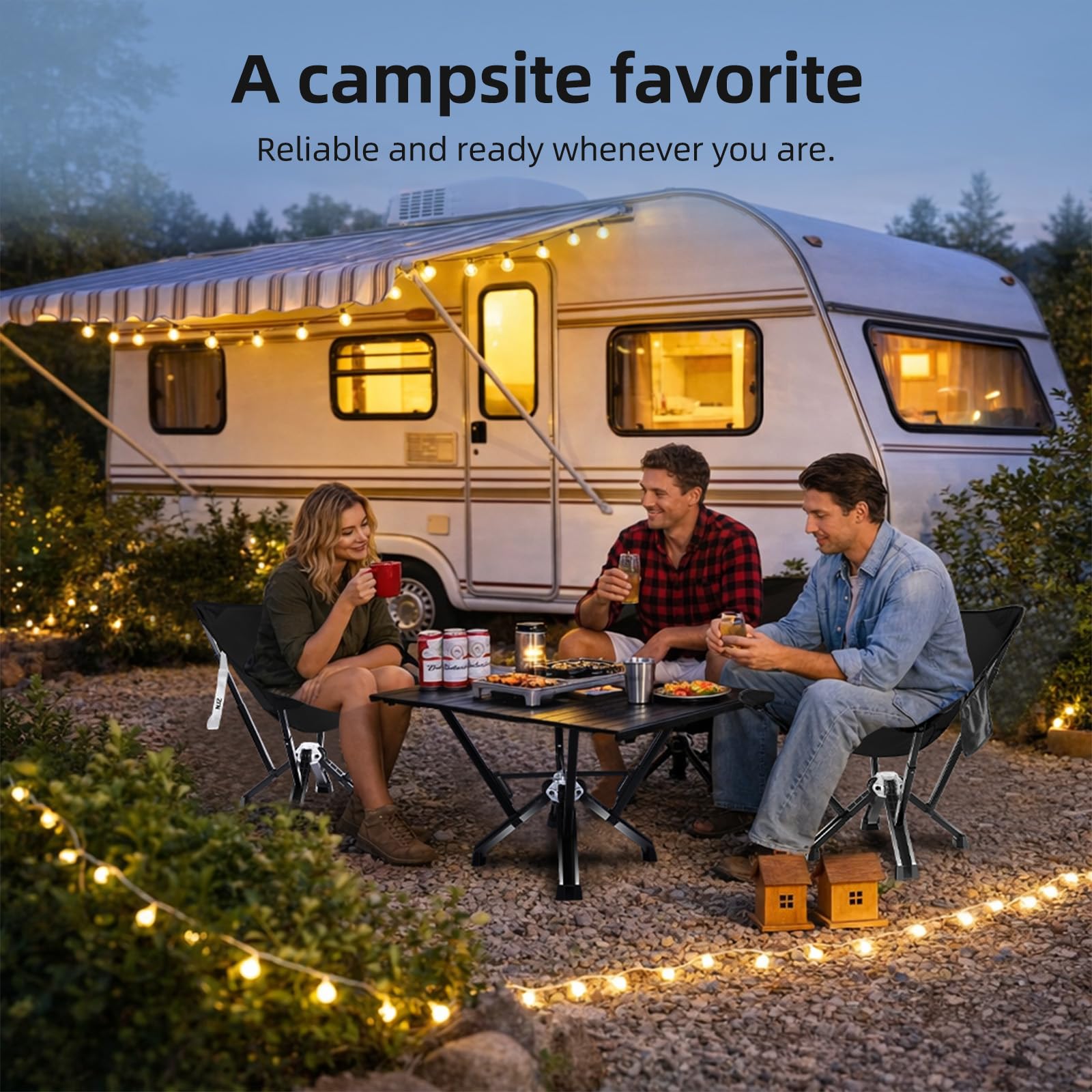 Klappbarer CampingTisch mit Aluminium-Rollplatte, bis zu 170 kg Tragfähigkeit, Auto-Camping-Tisch mit einfacher Tragetasche für Indoor, Outdoor, Reisen