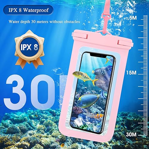 Miniatura 3 de Molain Bolsa impermeable para teléfono celular, paquete de 2 unidades, bolsa seca universal transparente con cordón, paquete flotante, accesorios de