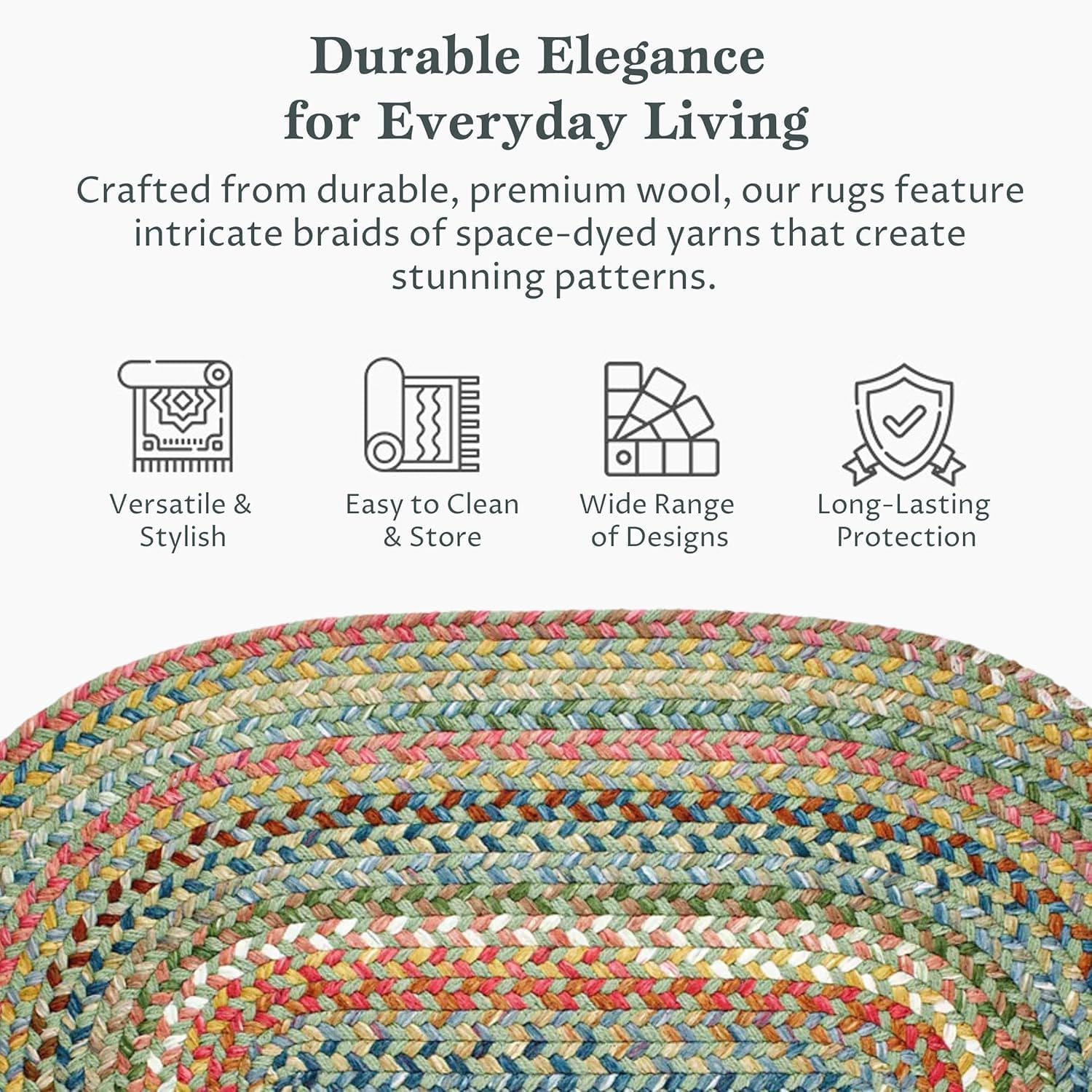 Calm Water CW65 Peridot 4' x 6' Oval - Braided Area Rug, Home Decor, Floor Mat or Bedroom Rug - Easy Care, Ideal for High Traffic Areas in Hallway and Living Room - Made in USA