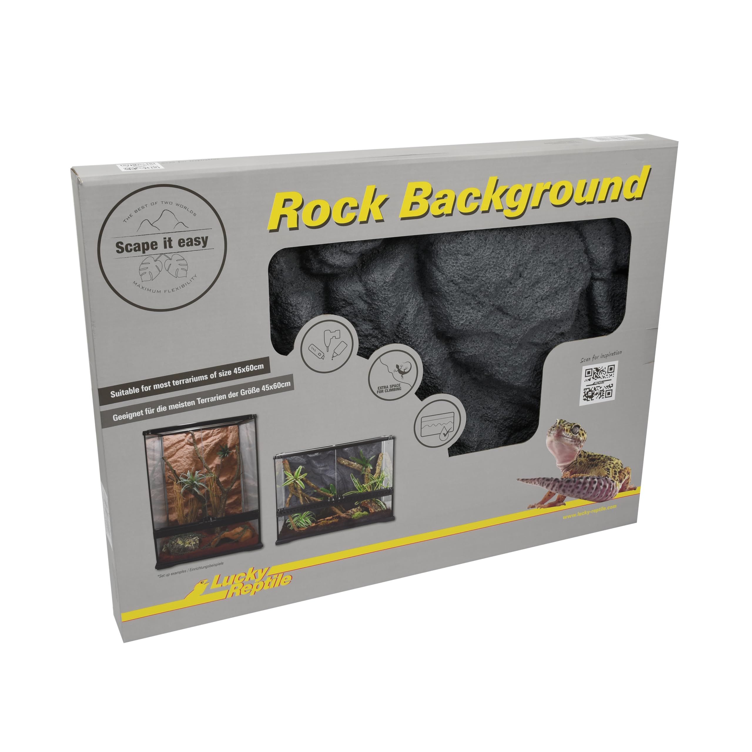 Lucky Reptile Rock Background - Scape it Easy - Basalt Grey, 58 x 43 cm, passende für Exo Terra Glasterrarien