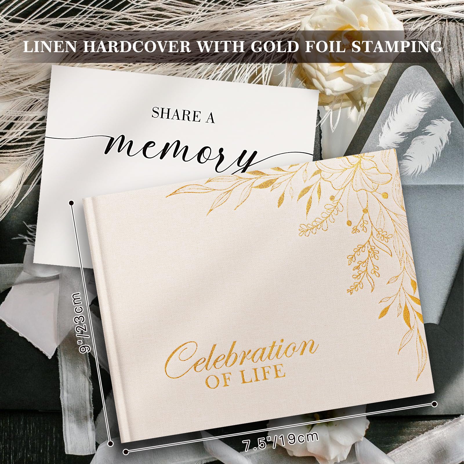 Lanpn Funeral Guest Book for Memorial Service Linen Cover Celebration of Life Registry Guest Book - Image 2
