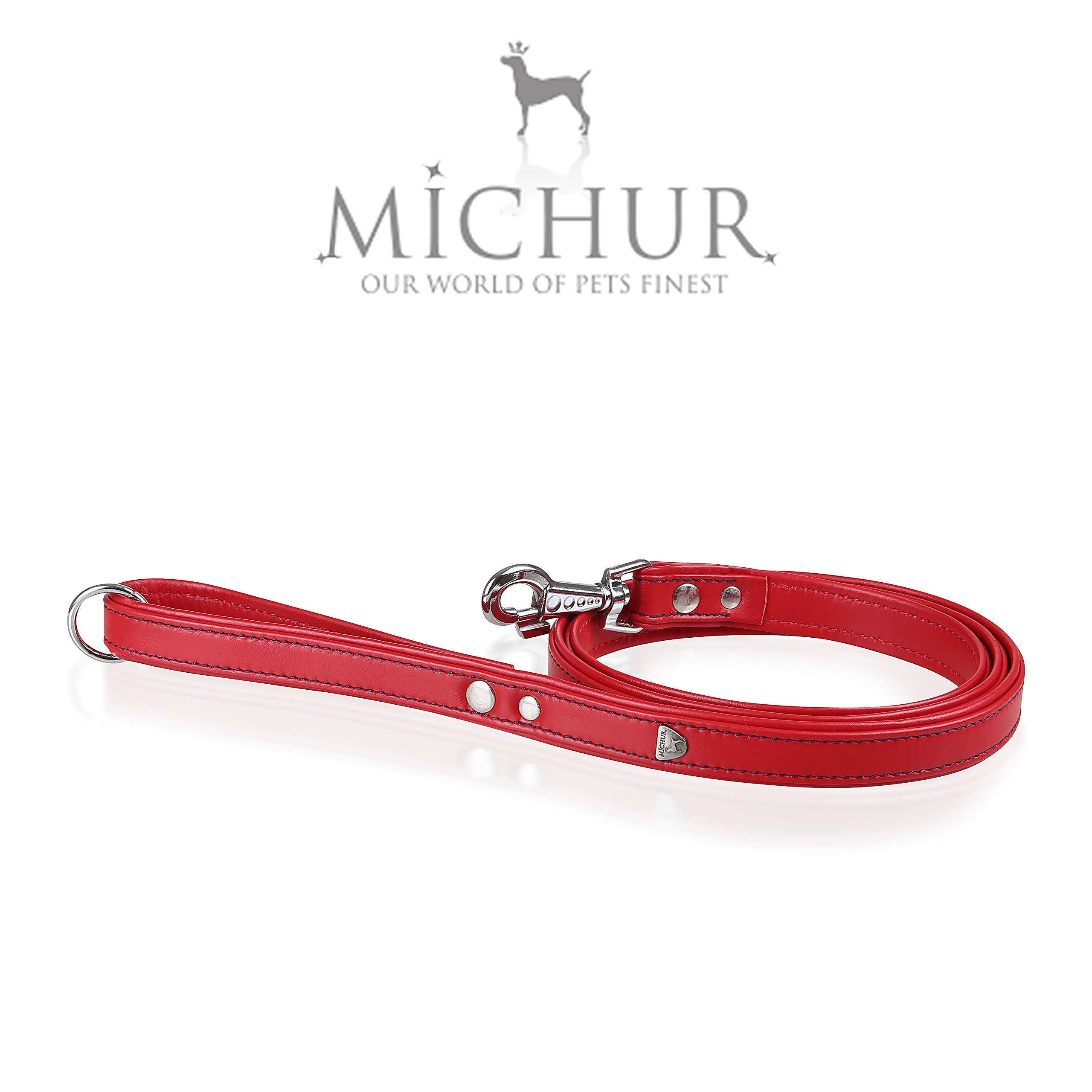 MICHUR Classica Hundeleine, Leder, Rot | Lederleine Hund, Passend zum Halsband Classica, Rot, Leder