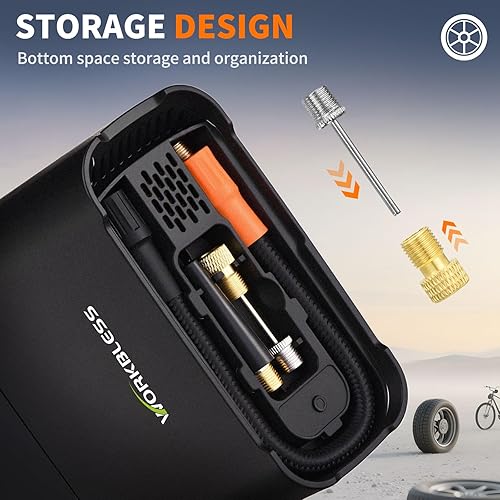 Miniatura 9 de Inflador de neumáticos, compresor de aire portátil, bomba de aire de neumáticos de automóvil de 150 PSI, bomba de bicicleta con pantalla digital de