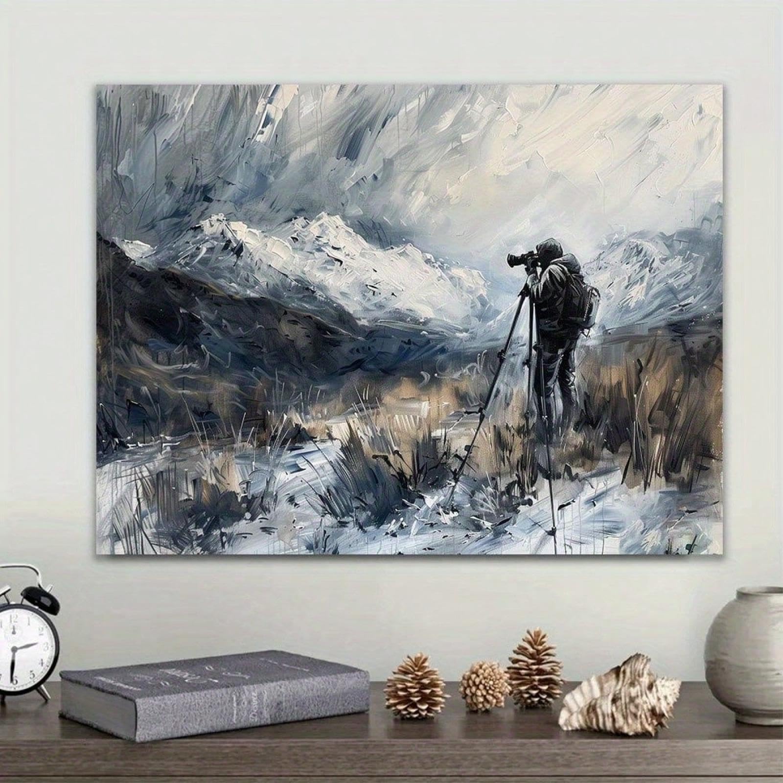 XBTYKPB Lienzo decorativo de montaña nevada para pared, obra de arte clásica, decoración para sala de estar, dormitorio, pósteres, impresiones artísticas de 80 x 120 cm, marco