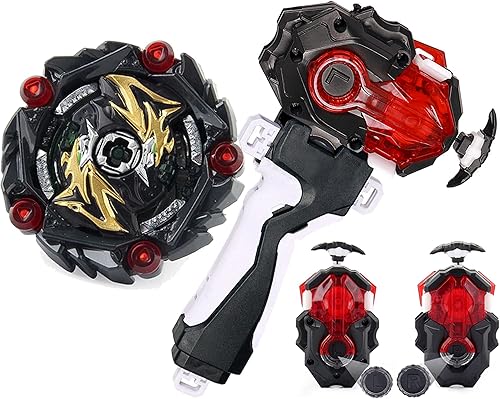 Juego de lanzador B-184 Bey Battling Tops Burst B-164 Super King Curse Satan.Hr.1D Bay Blades para 8-12, lanzador izquierdo y derecho, cuchillas de