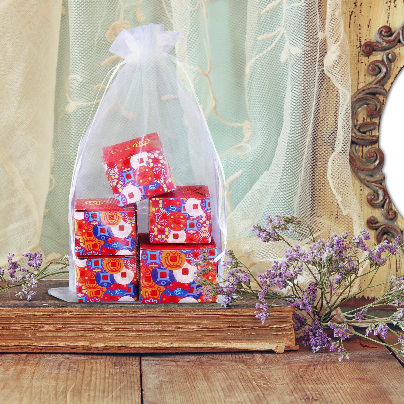 Lot De 100 Sachets En Organza 10 X 15 Cm - Avec Cordon De Serrage - Pour Bonbons, Bijoux, Cadeaux - Mariage, Noël, Anniversaire
