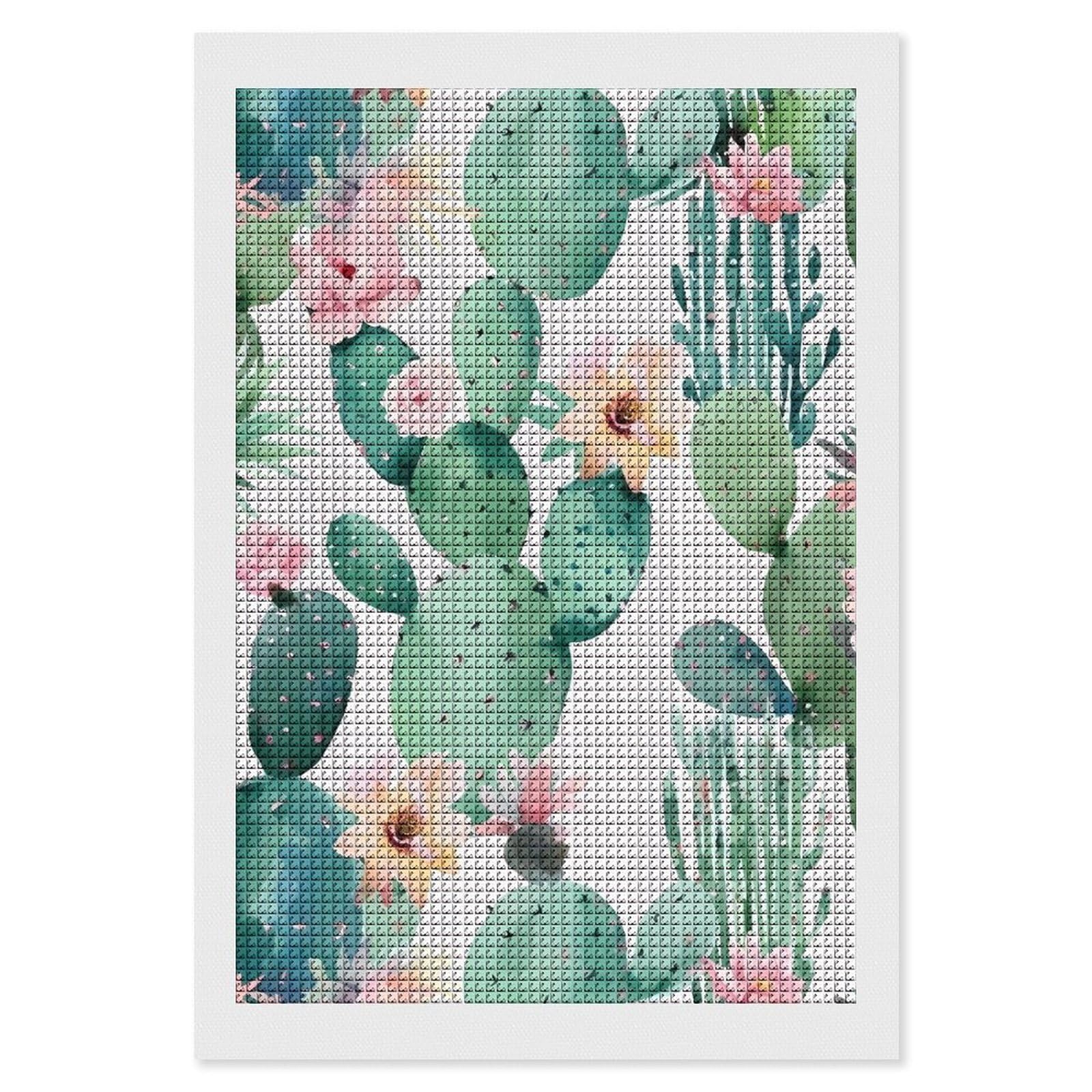 Cactus Pattern Diamond Art Kits for Adults, DIY 5D Diamonds Painting Kits for Beginner, Round Full Drill Diamond Dots Painting, 8"x12" Diamonds Pictures Gem Art and Crafts Wall Decor