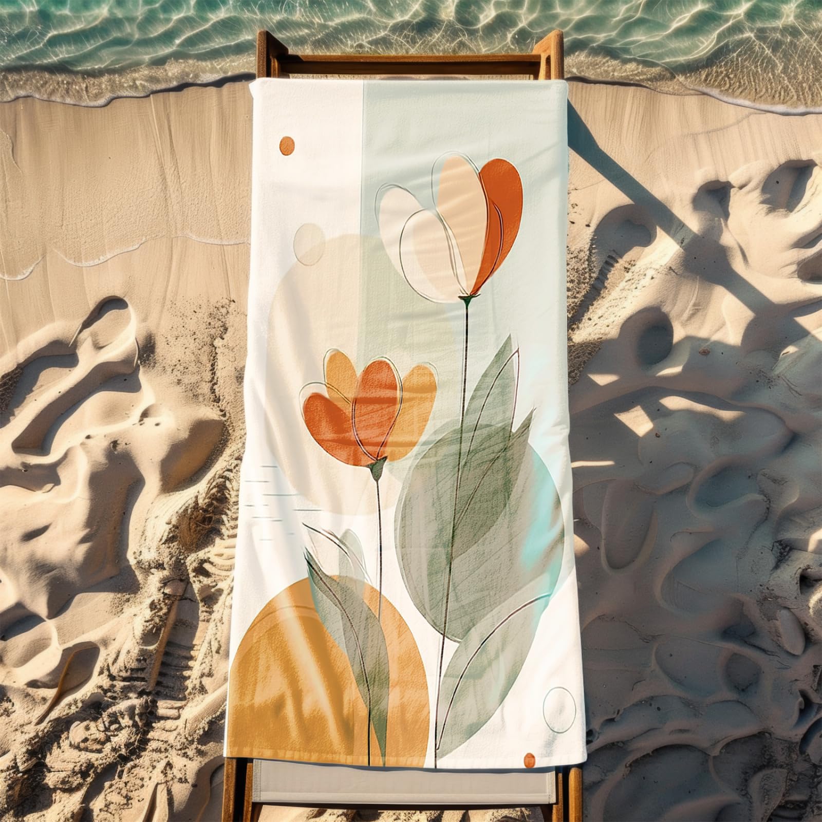 Générique Serviette Microfibre Plage Cercle Orange Vert Clair