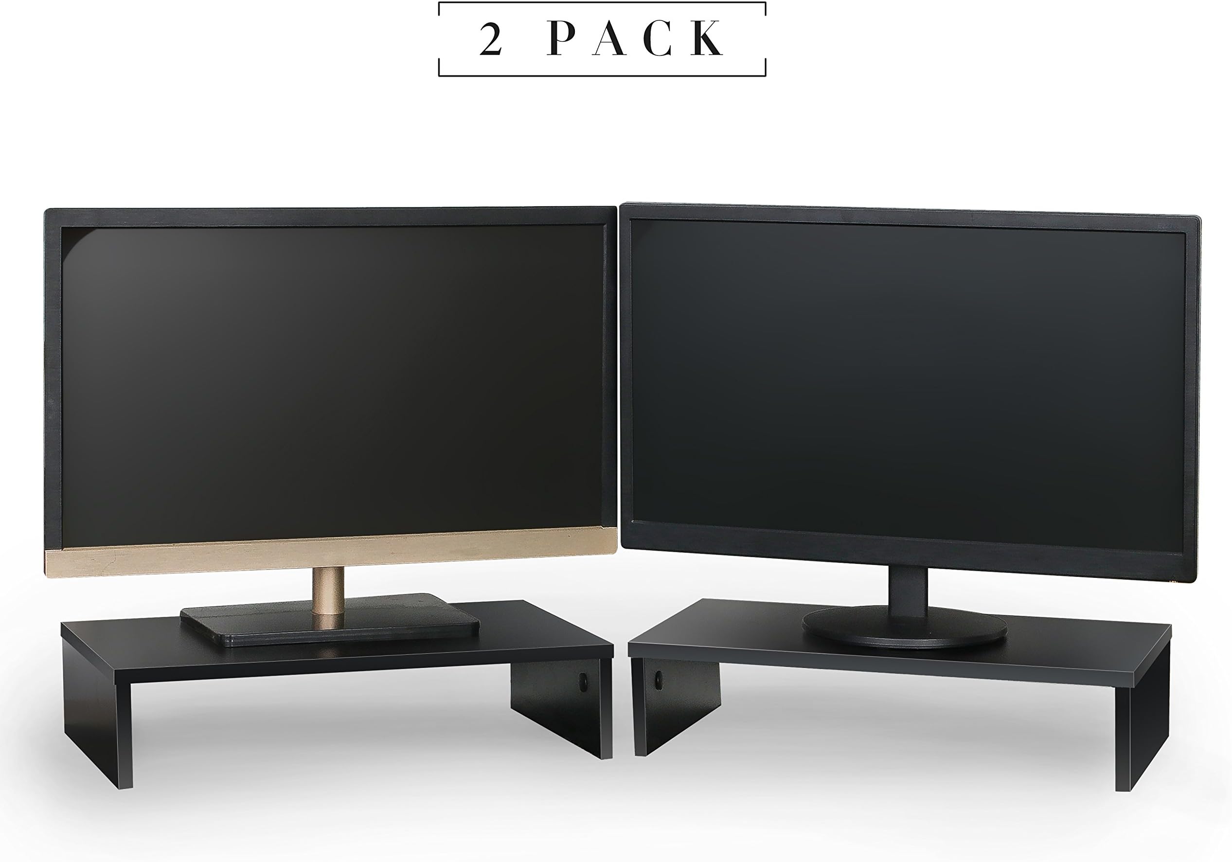 Full Black Monitor/Screen Stand, PC Monitor/Laptop Riser,2 Packs