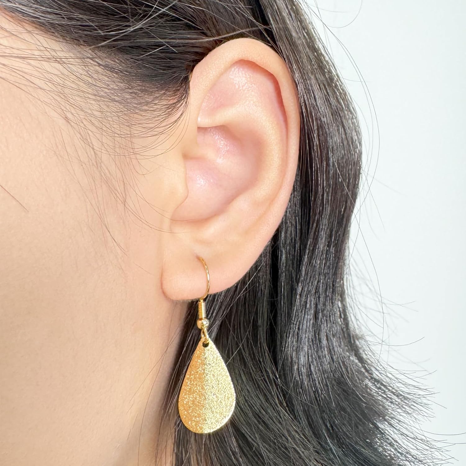 Gold Petal Earrings for Women 14K Gold Plated Earrings Flower Earrings Handmade Earrings Hypoallergenic Dangle Earrings for Women - Image 4