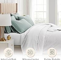 Vista 13 de Southshore Fine Linens® - Vilano® Springs - Par de fundas de almohada plisadas, color verde azulado, estándar (Queen)