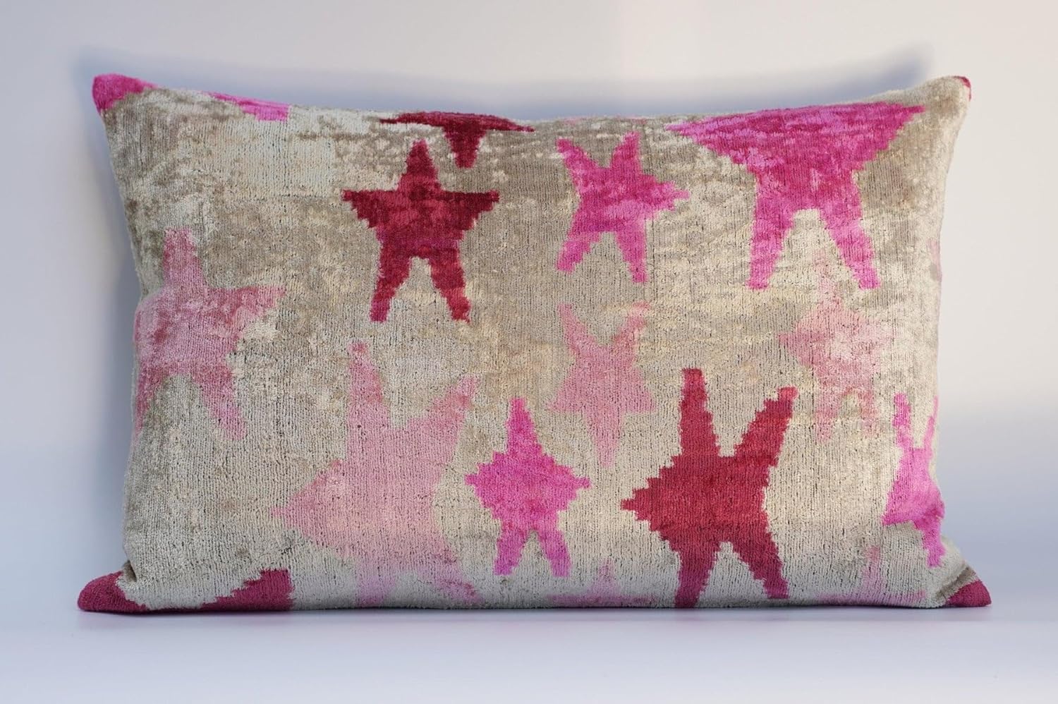 Canvello Handmade Velvet Throw Pillow – 16x24 Inch Star Pattern with Down Feather Insert – Luxury Decorative Cushion for Sofa, Couch, or Bed