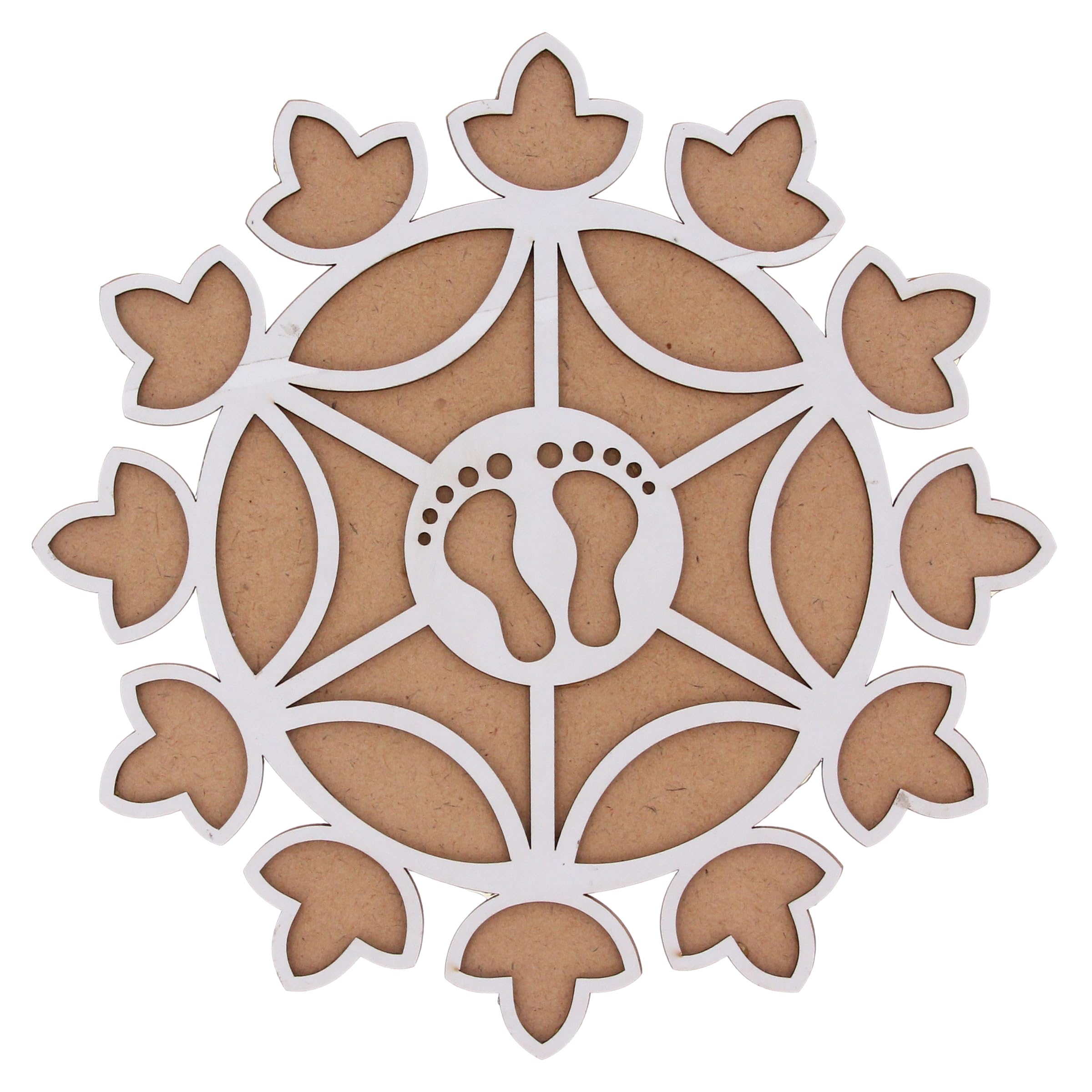 Rangoli Stencils Reusable MDF Wooden Base Diwali Decorations Easy to Fill Rangoli Stencil Tool Indian Mandala DIY Art Template for Home Floor Tile Décor Craft Projects Gift (8 Inch - Design 9)