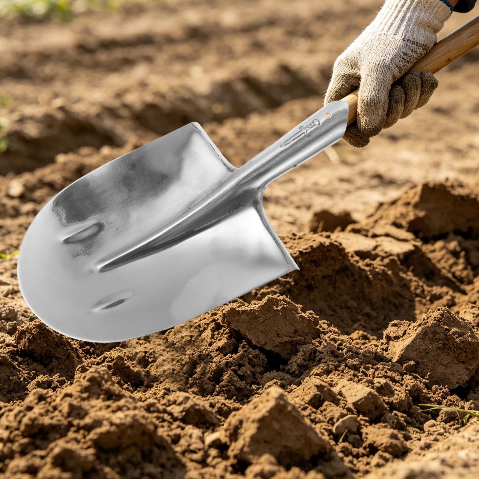 Toddmomy Pala de Acero para Jardinería y Borde Redondeado, Herramienta Resistente para Trabajar el Huerto y Excavar Suelo
