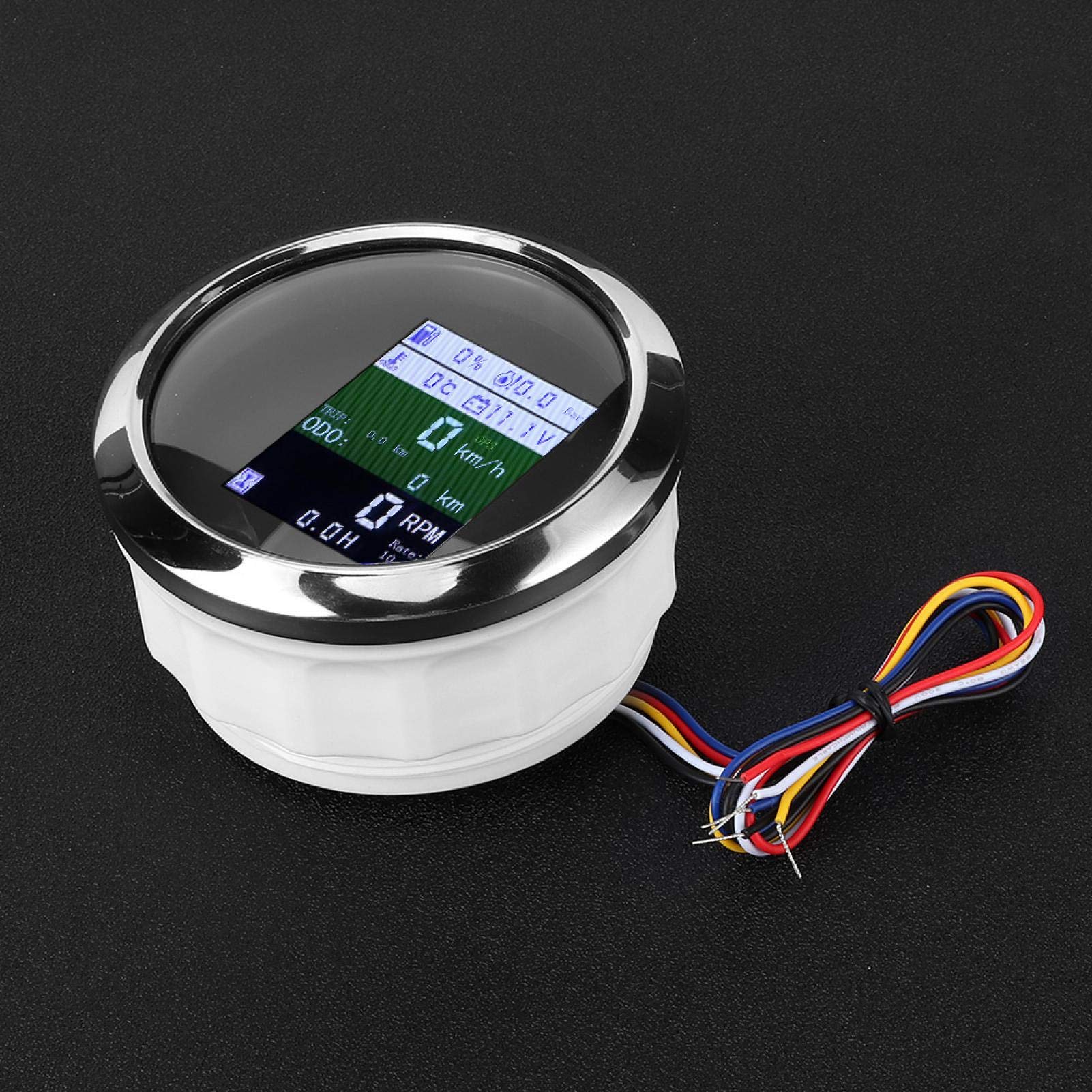 6-in-1 Multifunktions-GPS-Tachometer Drehzahlmesser Voltmeter ?ldruck Kraftstoffstand Wassertemperaturanzeige 9-32V 85mm(EU Standard-Schwarzes Zifferblatt)