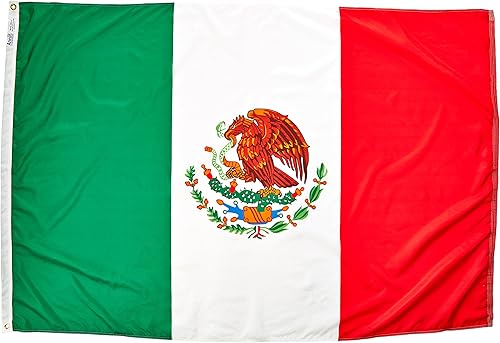 Miniatura 5 de Annin Flagmakers Modelo 195706 Bandera de México fabricada en Estados Unidos según especificaciones de diseño oficiales de las Naciones Unidas, 3 x