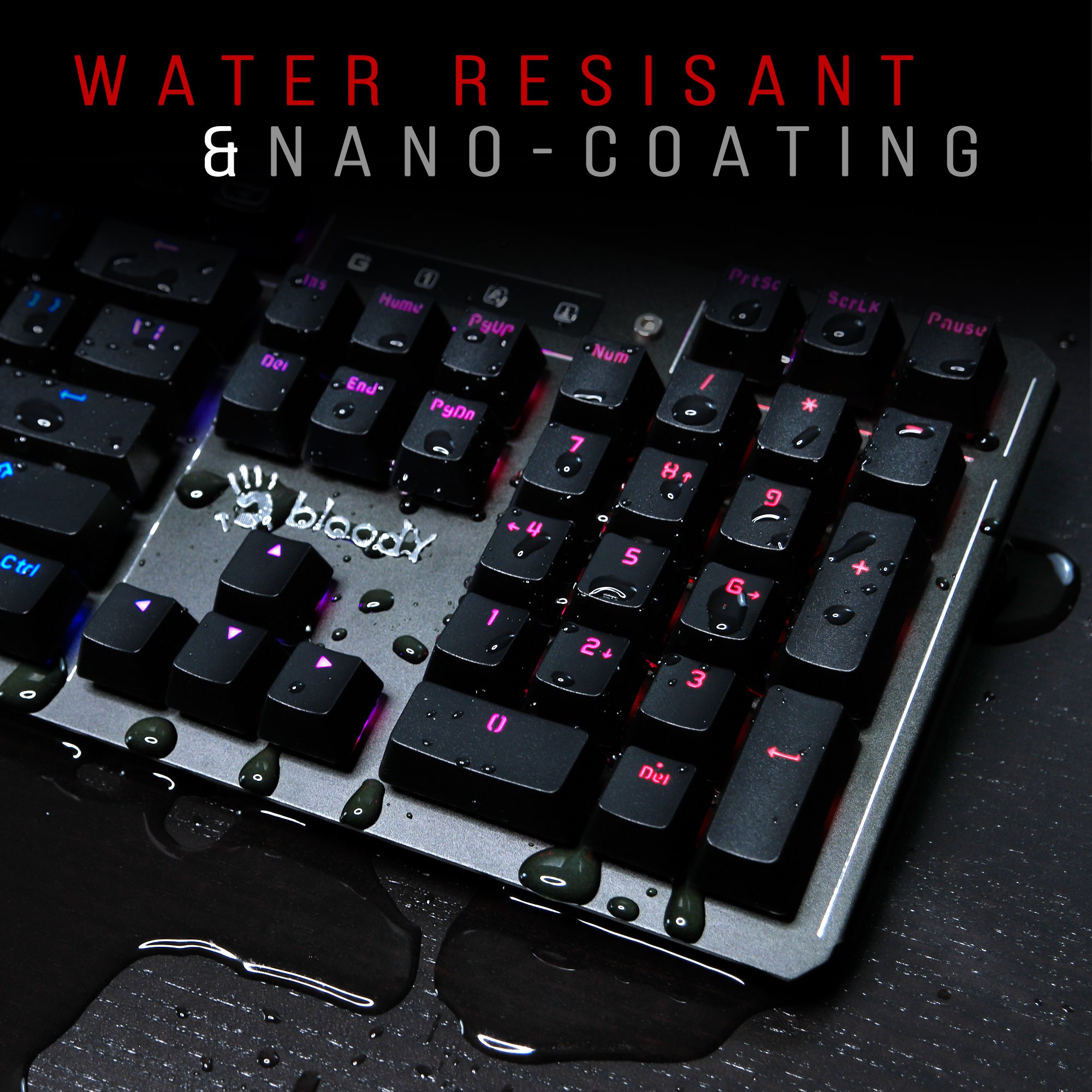 Bloody Gaming B975 - Tastiera ottica per computer da gioco, azionamento istantaneo, design resistente alle fuoriuscite