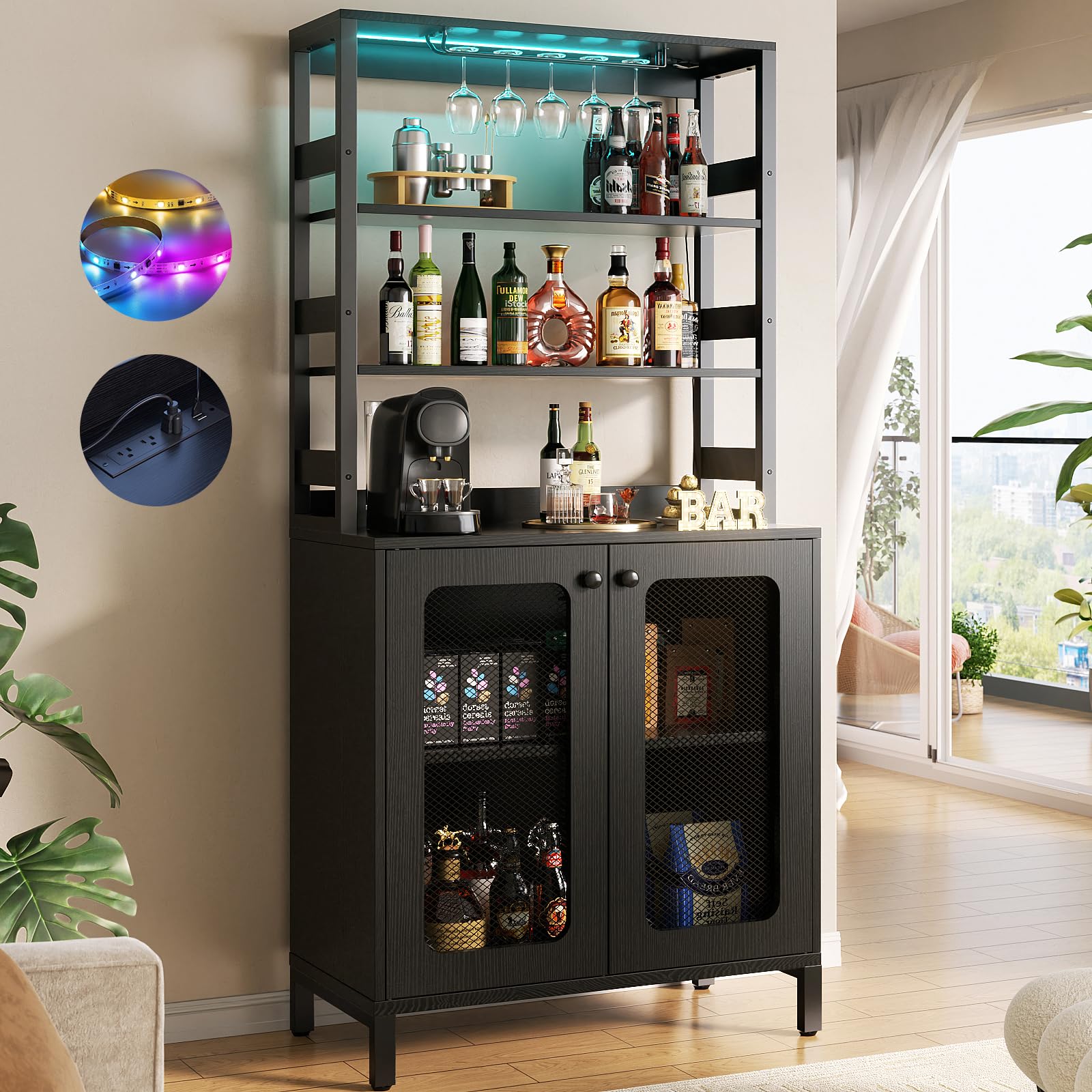 Aheaplus Tall Bar Cabinet