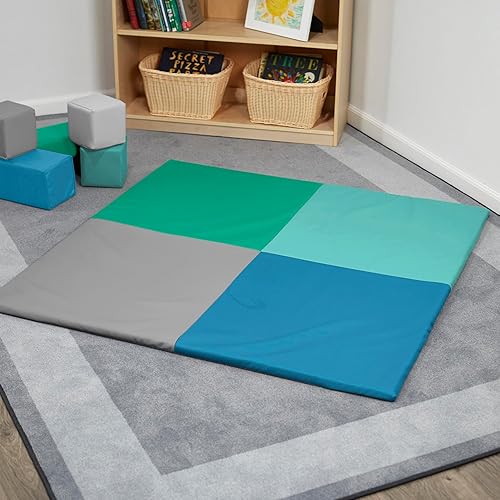 Miniatura 6 de Factory Direct Partners 10392-CT SoftScape Squares - Tapete de actividades para bebés y niños pequeños, tiempo boca abajo para bebés, juego colorido