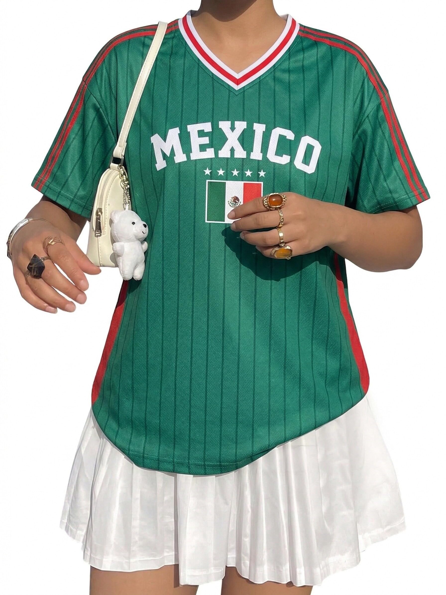 Mexico Jersey Women Mexico Shirt Mexican Flag Top Brazil Soccer Jersey