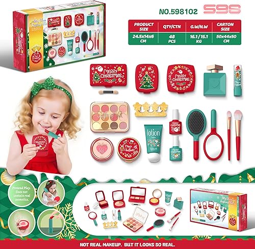 Miniatura 2 de Serena&Jewel Kit de maquillaje de simulación de edición especial de Navidad, juego de cosméticos para niños con accesorios de belleza, colección de