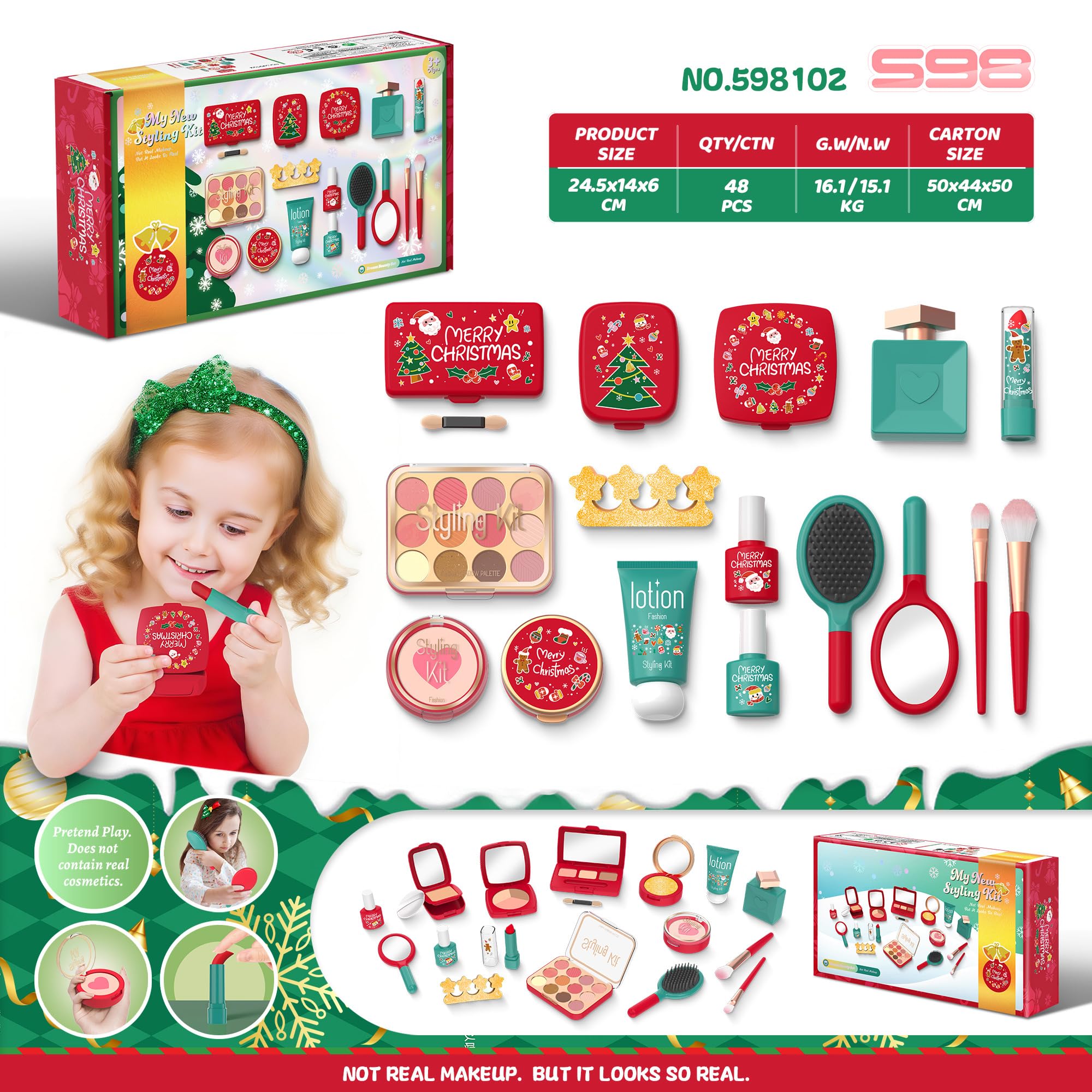 Serena&Jewel Pretend Makeup for Toddlers Toy Play Makeup Set for Kids 3-5, Toddler Makeup Kit - Image 2