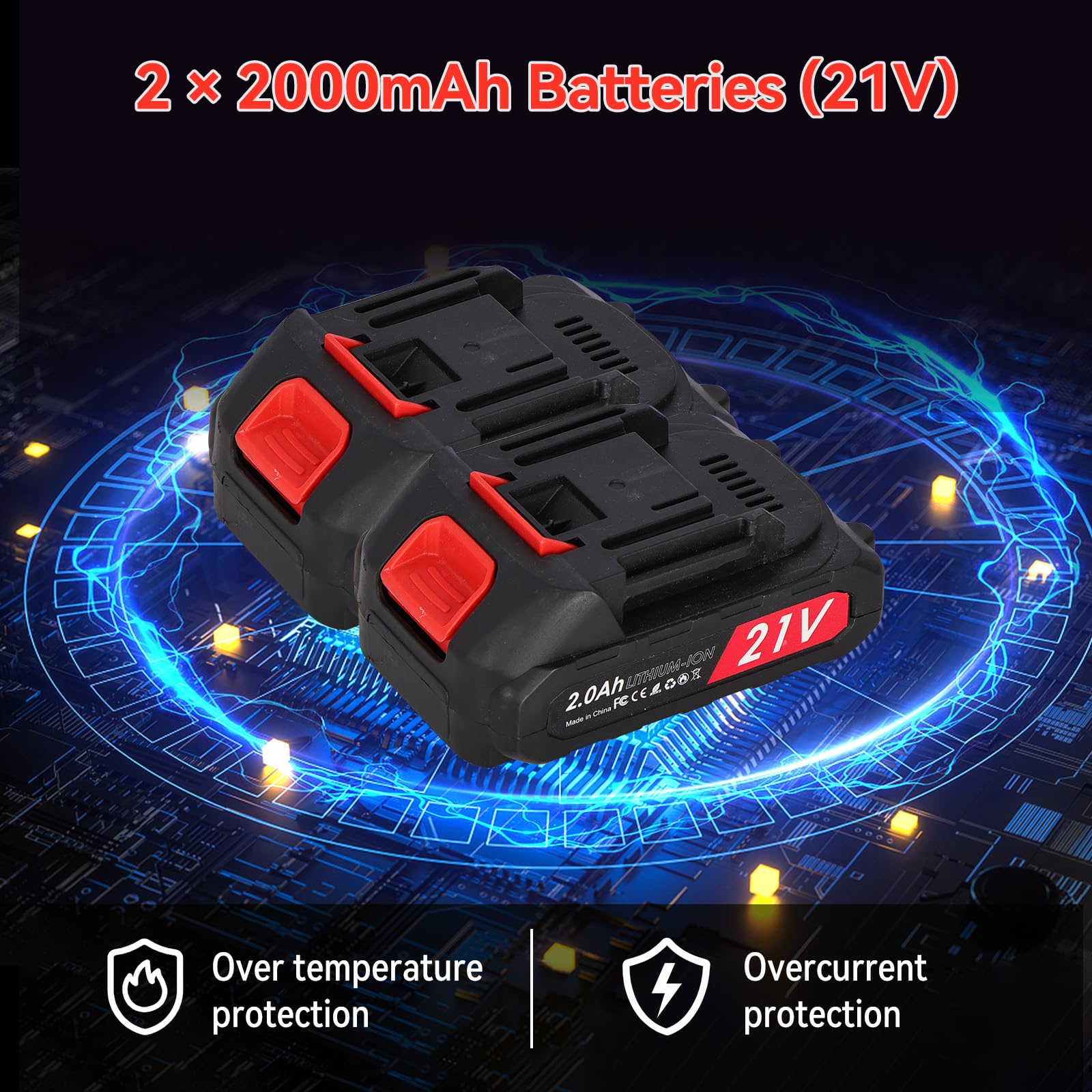 40mm Forbici Potatura a Batteria: Forbice potatura a batteria con 2 Batterie 2000mAh 21V, con Lame in Acciaio SK7 e Display LED, Cesoie a Batteria per Potatura per Potatura Giardino, Olivo, Ulivo