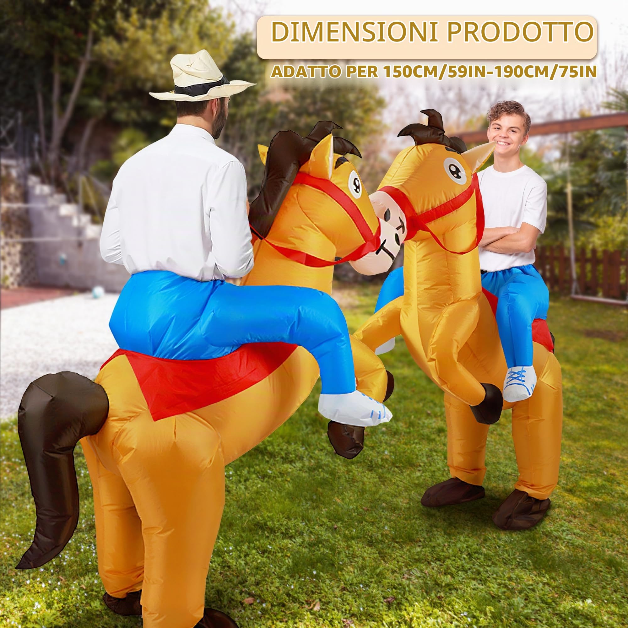 Costume da cavallo gonfiabile, costume da cavallo gonfiabile del cowboy divertente costume gonfiabile del cavallo per gli uomini le donne il partito di tema di carnevale