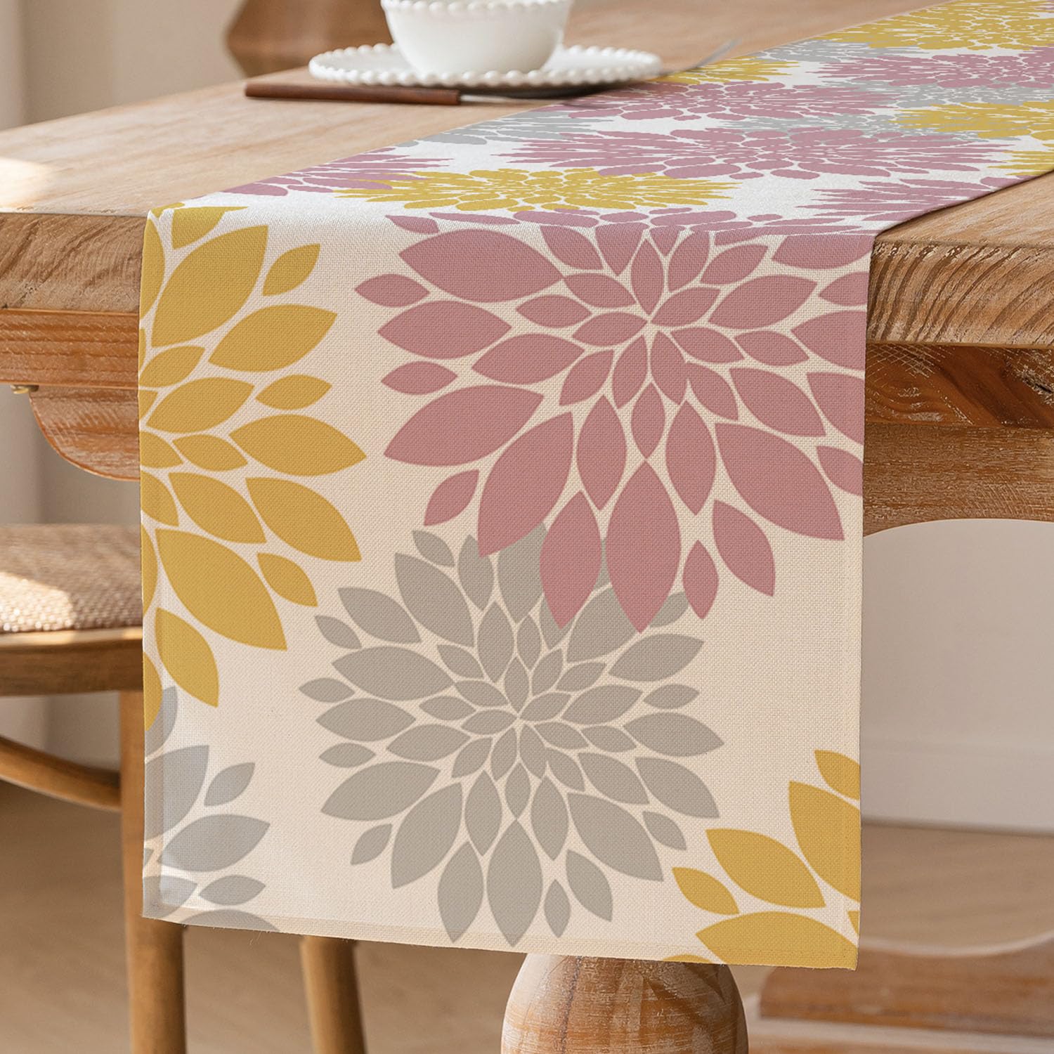 Camino De Mesa Con Textura Brillante De Mármol, Mantel De Lino Rústico