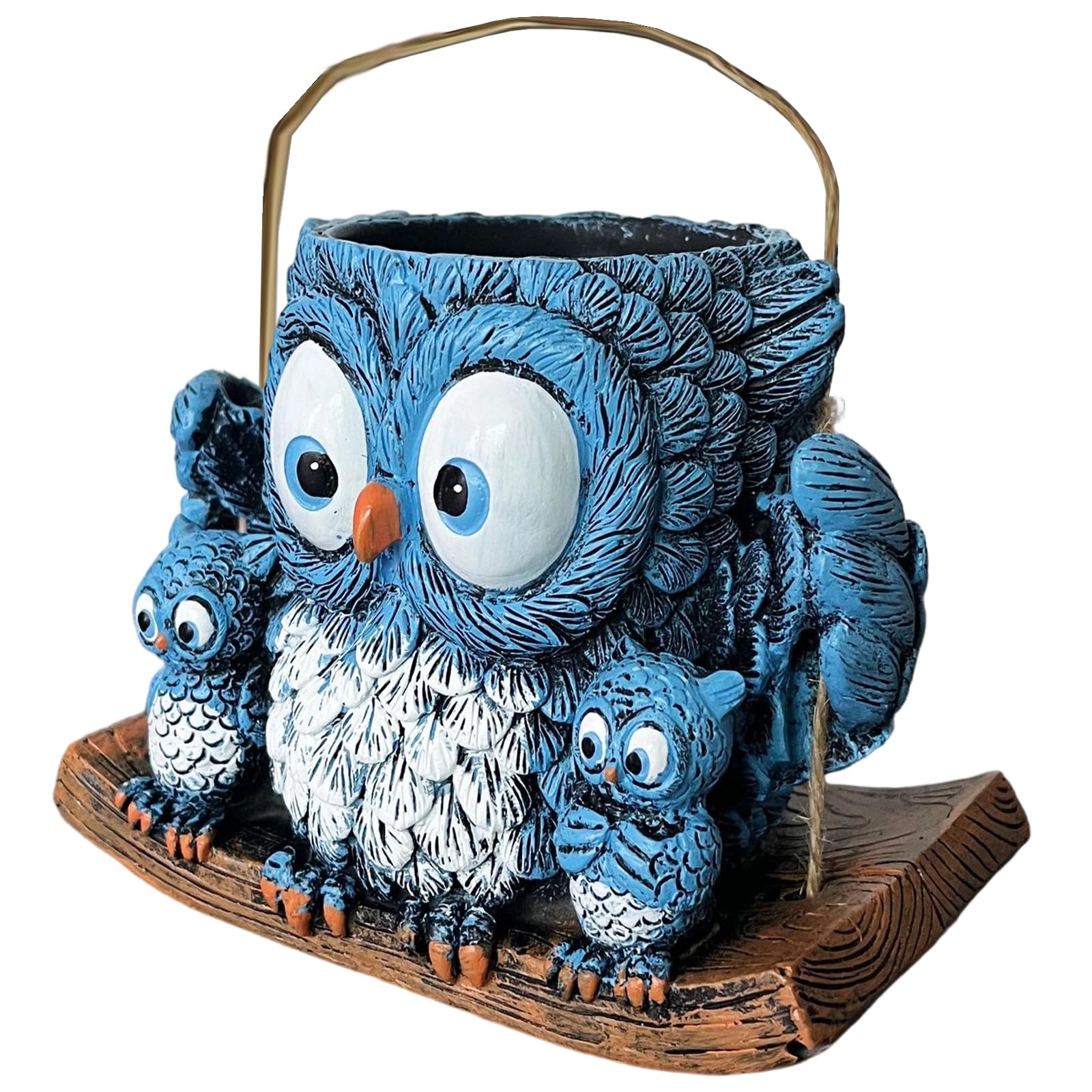 YWLUUOO Weather Resistant Owl Planter Container Indoor Outdoor Use Home Decoration Gardening Apartments Plant Lovers Hanging Planter for Small Plant