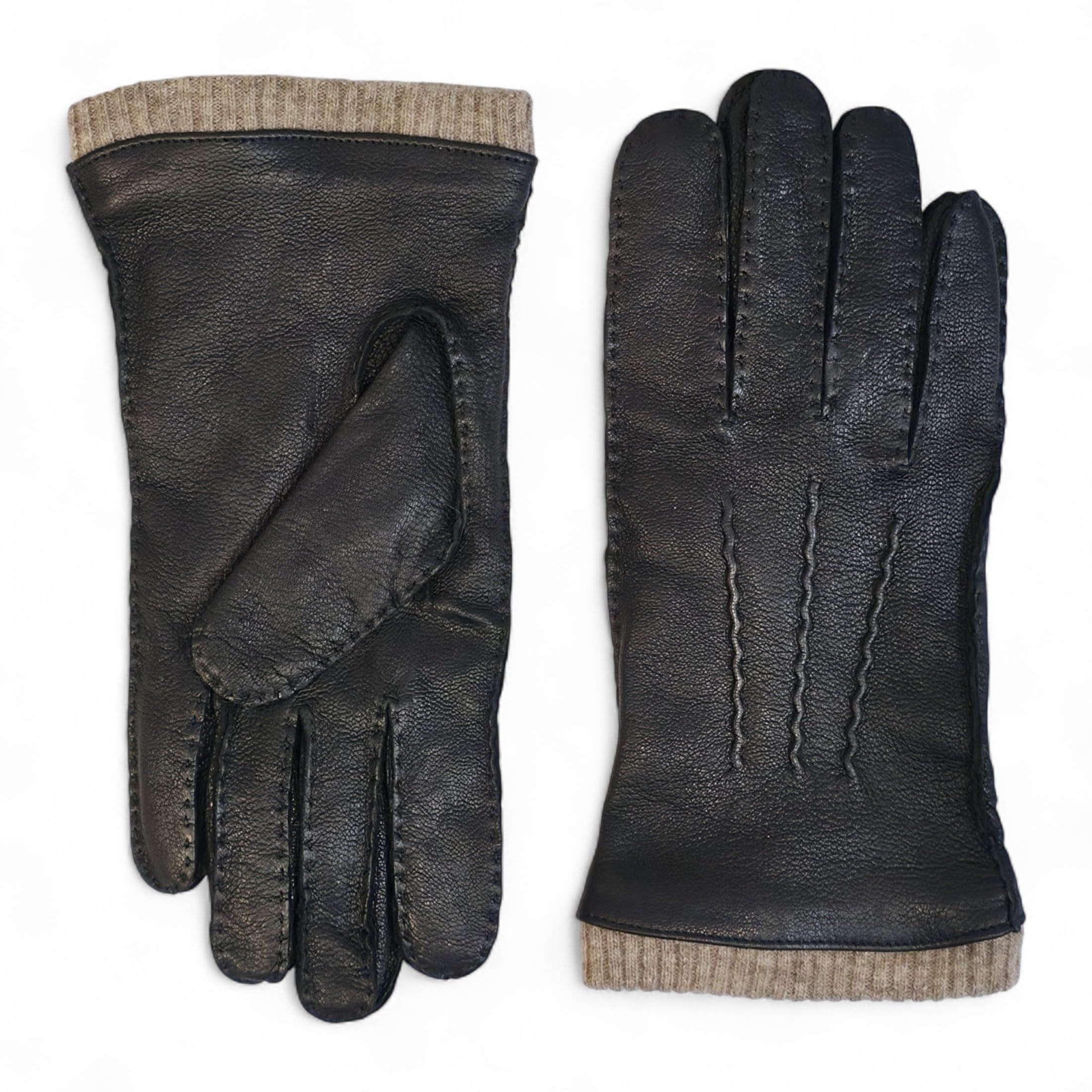 Infinity Leather Guantes de Invierno de Piel Italiana Hombre: Forro de Lana Cálido, Compatibles con Pantallas Táctiles, Resistentes al Agua, Para Conducir y Montar a Caballo.