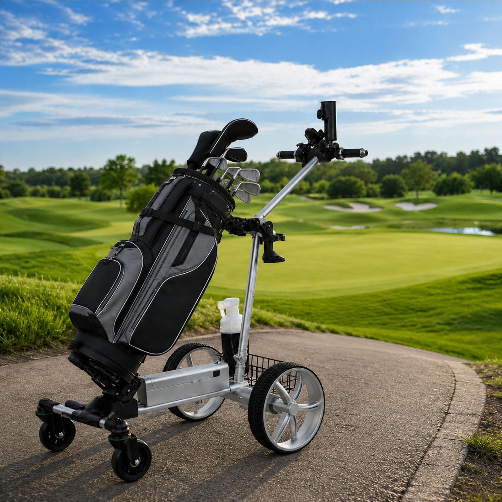 Carro De Golf Eléctrico, Dos Motores De 80 W, Manillar 28–107 Cm