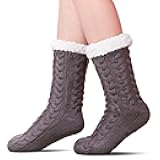Women's Winter Super Soft Warm Cozy Fleece Lined Fuzzy Slipper Socks with Grippers