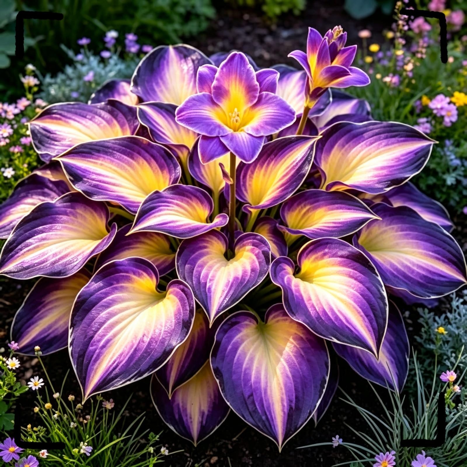Hosta Multicolore Perenne, Rizoma Forte, Resistente all’Ombra e al Freddo Invernale-15bulbi-F