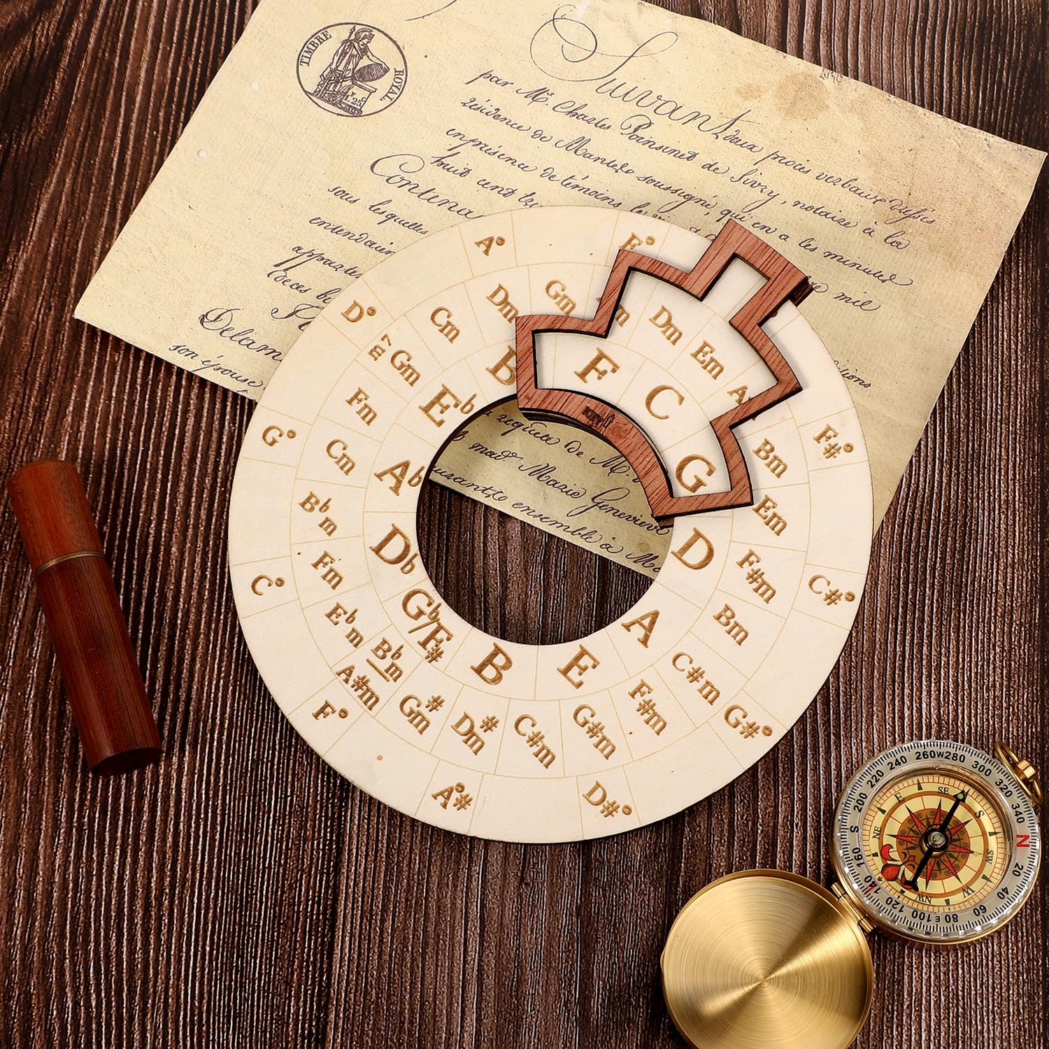 Strumento Melodia In Legno Da 16 Cm – Ruota Del Cerchio Delle Quinte Per Accordi, Per Chitarra, Pianoforte, Basso E Violino