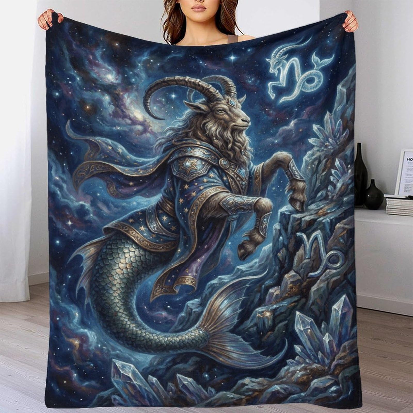 W7C8U2X3 Capricorn Zodiac for for Soft Throw Blanket, Bedroom Sofa Couch