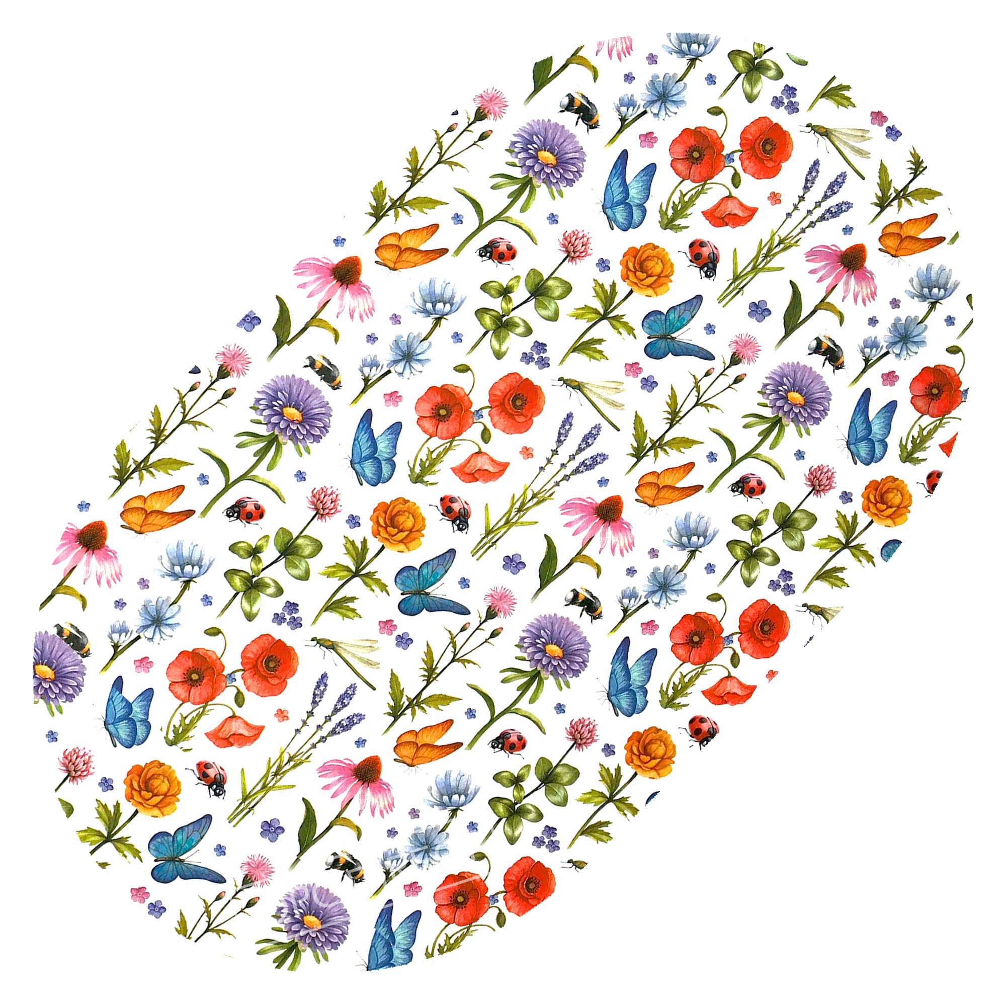 QPC Direct Spring Meadow Multi PVC Oilcloth Table Cover Vinyl Tablecloth (140 x 180cm Oval)