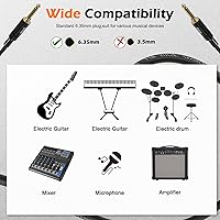Vista 6 de AZOR Cable de guitarra Pro Audio de 10 pies con extremos de enchufe de silencio dual, ideal para instrumento de guitarra, bajo, micrófono, cuerdas