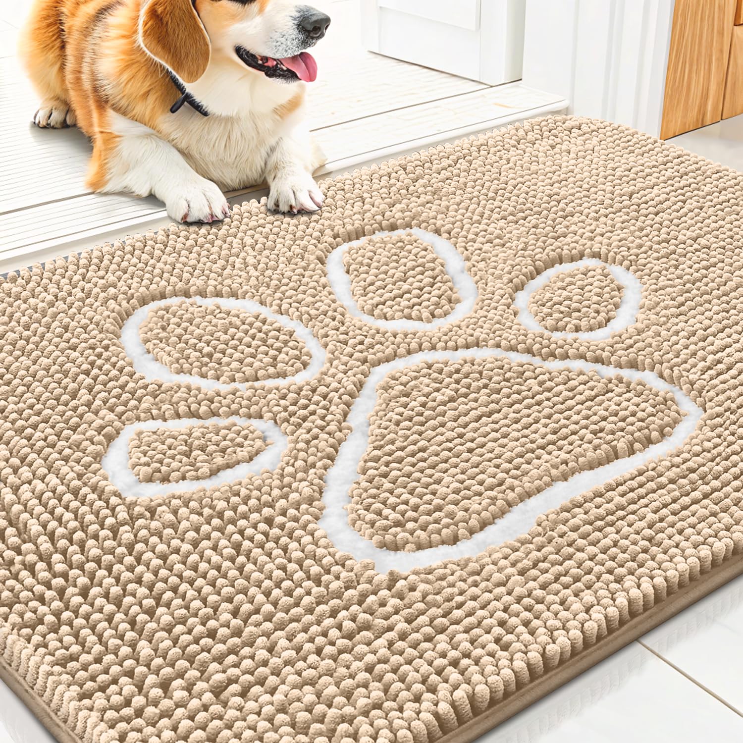 ラグ・カーペット KEY DOG&KEY CAT DOOR MAT Smiry Dog Door Mat for Muddy Paws, Absorbent Dirt Trapper Non Slip
