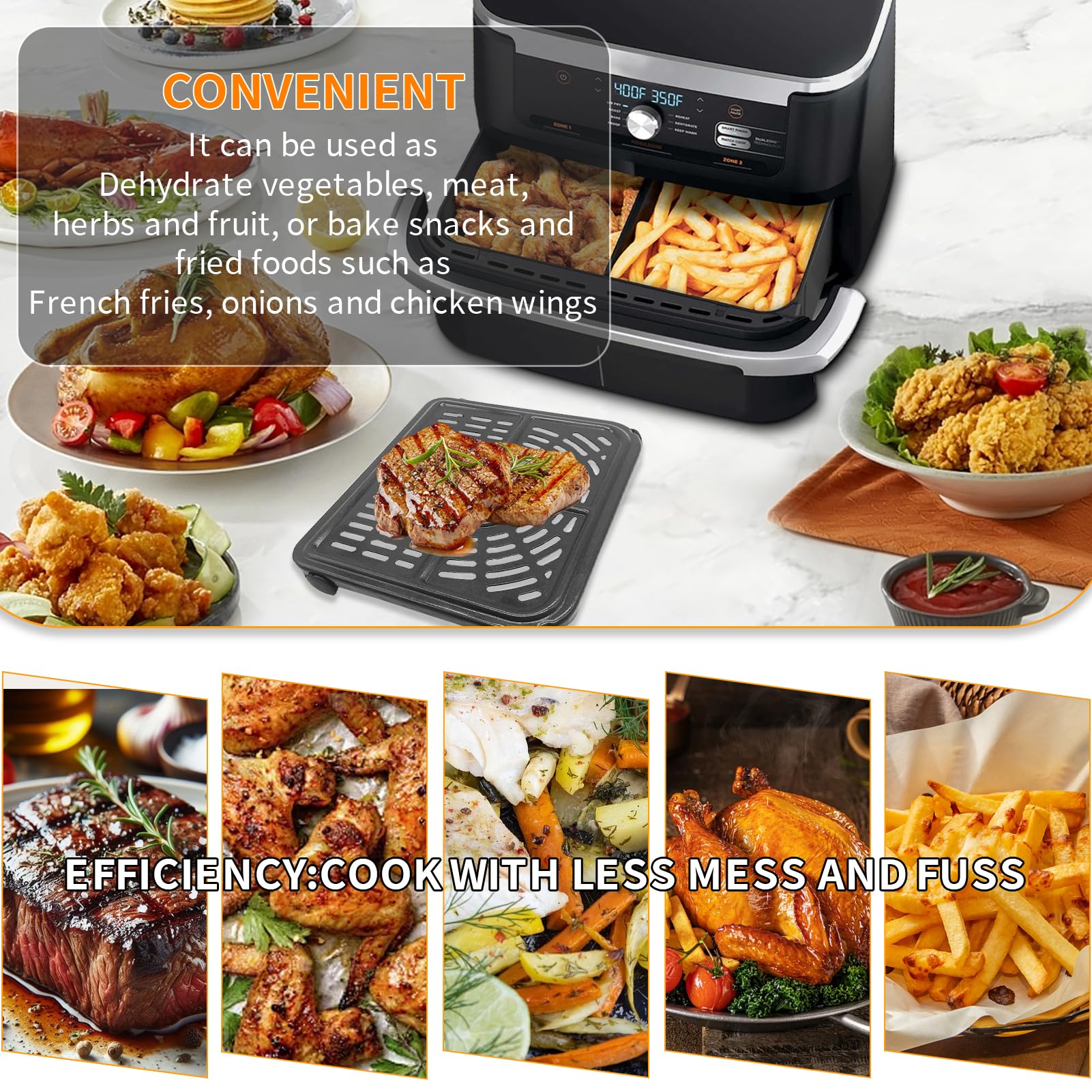 Pièces de rechange pour friteuse à air Ninja Foodi FlexDrawer Dual Zone Hot 10,4 l 7 en 1 AF500EUCP 6 en 1 6 l AF550EU, 2 accessoires pour friteuse à air comprimé