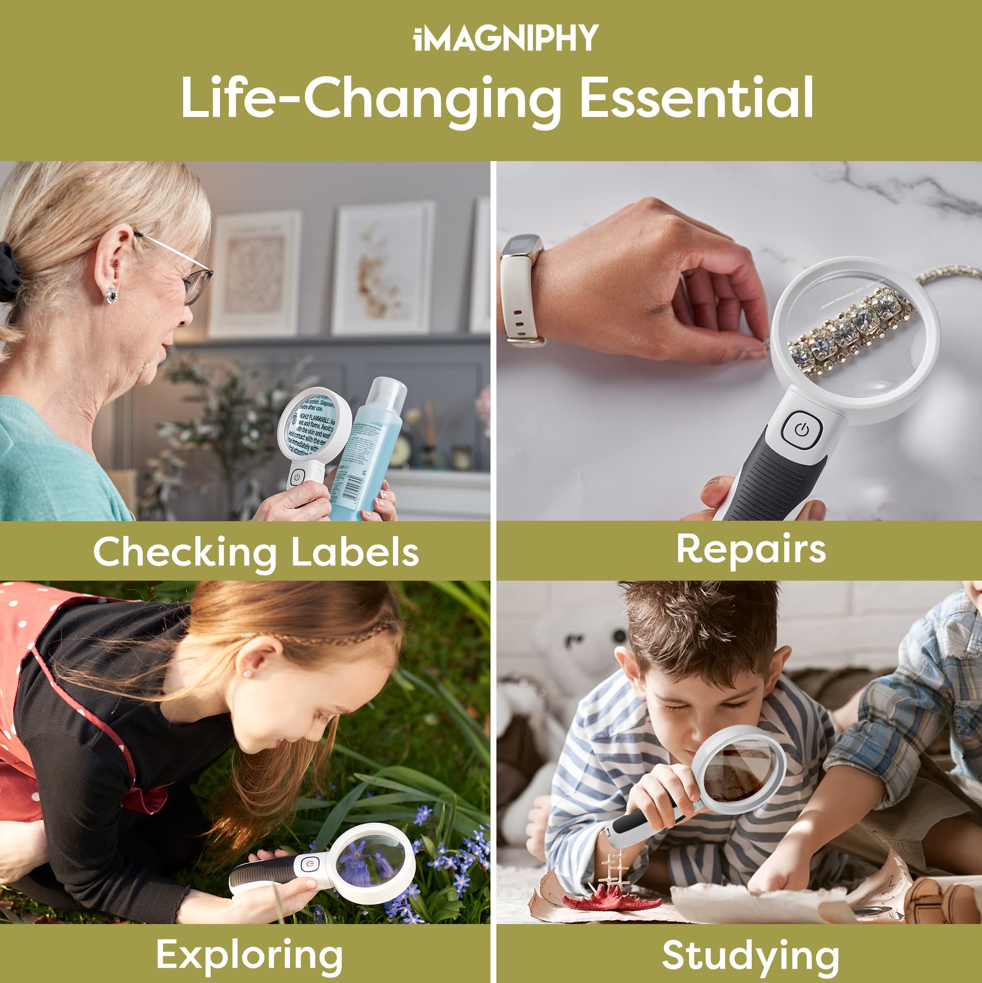 Buy iMagniphy High Power Magnifying Glasses with Light for Seniors with