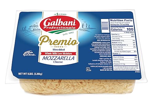 Galbani Professionale Premium - Mezcla de queso de baja humedad, mezcla de queso descremado de baja humedad, 5 libras, 6 por caja.
