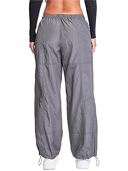 ★LUV IS TRUE★ CURVED L COMFY PARACHUTE PANTSCHARCOAL YMI Jeans Women's Pull-On Nylon Parachute Pants, Charcoal, S