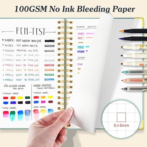 Miniatura 4 de Cuaderno de papel cuadriculado, cuaderno de cuadrícula en espiral de 8.5 x 11 pulgadas, diario de cuero de tapa dura de 300 páginas, cuaderno de