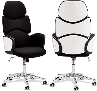 Furnhouse Furniture Silla de Escritorio, poliéster, Blanco, 65x60x121-131