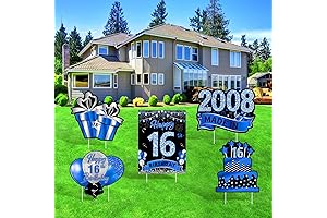 5Pcs Navy Blue 16th Happy Birthday Yard Signs