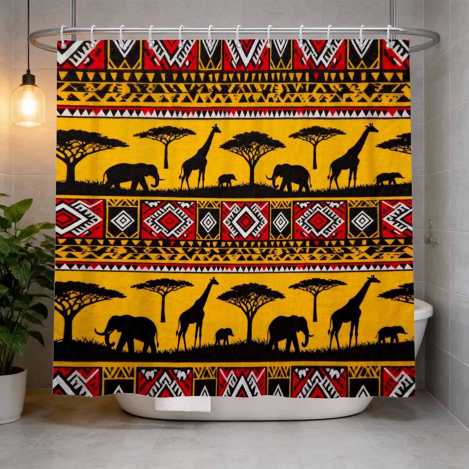 Hongduo 3D African Totem Shower Curtain for Stalls Bathtubs Cartoon Bathroom Decor Shower Curtain Set Polyester Fabric Waterproof 120x180cm/48X71 Inch with Hooks